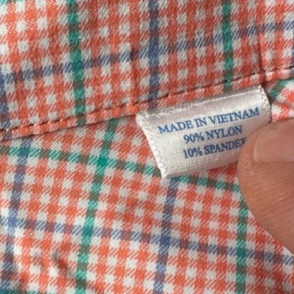 Southern Tide Performance XXL Orange/Green/Blue Plaid Long Sleeve Shirt - Picture 5 of 6